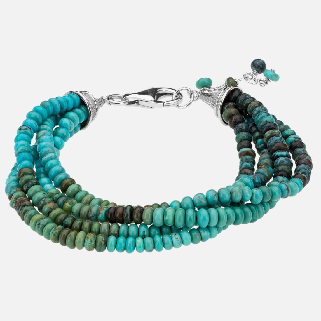 Sterling Silver 7.5" Turquoise Bead Bracelet (1 of 3)