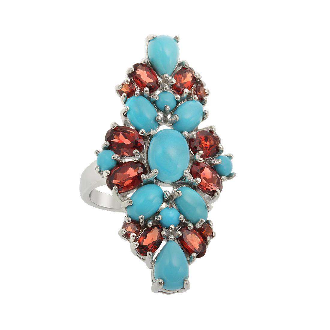 Sterling Silver 3.30ct Garnet & Turquoise Ring-SZ9 (1 of 3)
