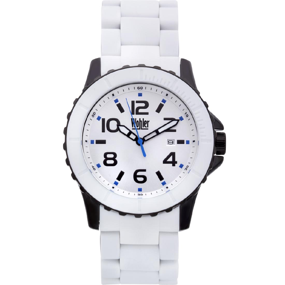 Wohler Wolfgang Mens Watch: Silicone Coated IP Metal Bracelet and Bezel, Stainless Steel Case Back, Unidirectional Bezel, Large Easy to Read Numeral Indices, Tachymeter, Stainless Steel Fold Over Push Button Clasp, Date Window a