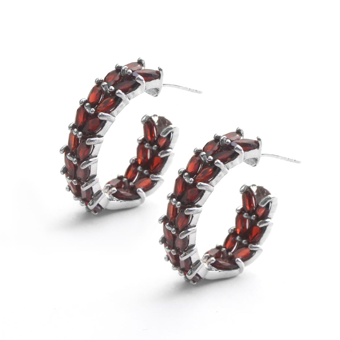 Silver 8.64ct Garnet Inside-out Hoop Earrings (1 of 1)