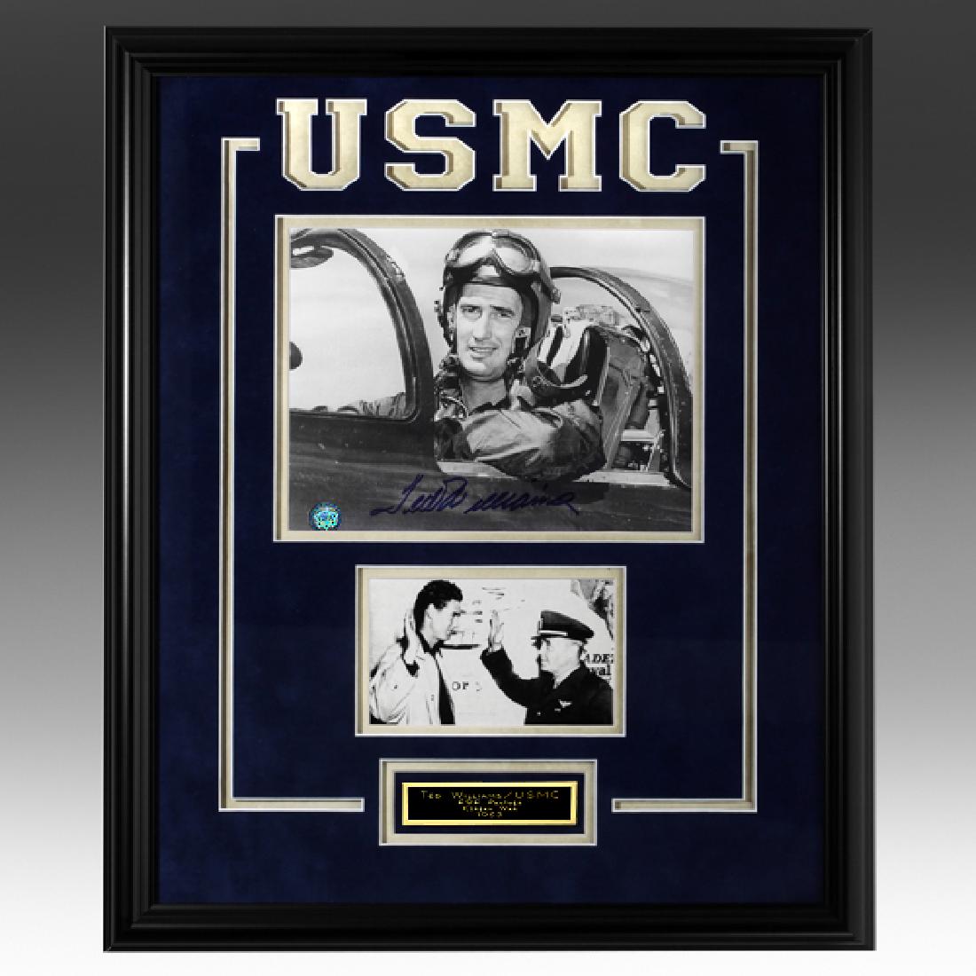 Ted Williams U.S. Navy/Marine Corps 20x16 Signed: Ted Williams U.S. Navy/Marine Corps Custom Framed 20x16 Multi-Layer Centerpiece 8x10 GFA Certified