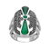 Sterling Silver Green Agate & Marcasite Ring-SZ 5