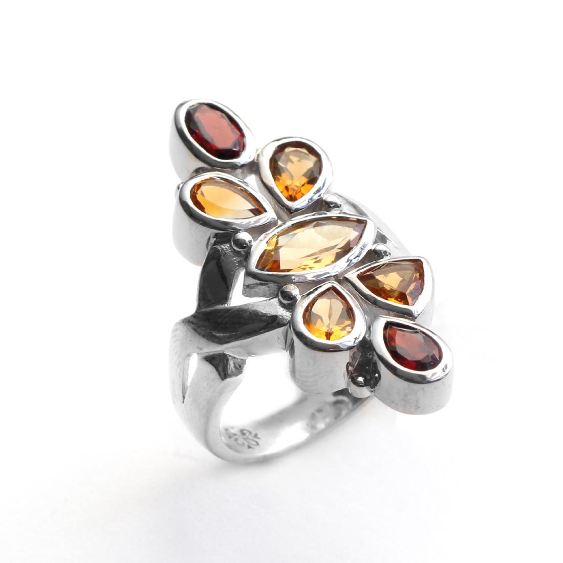 Silver Garnet & Citrine North-South Ring-SZ 7 (1 of 1)