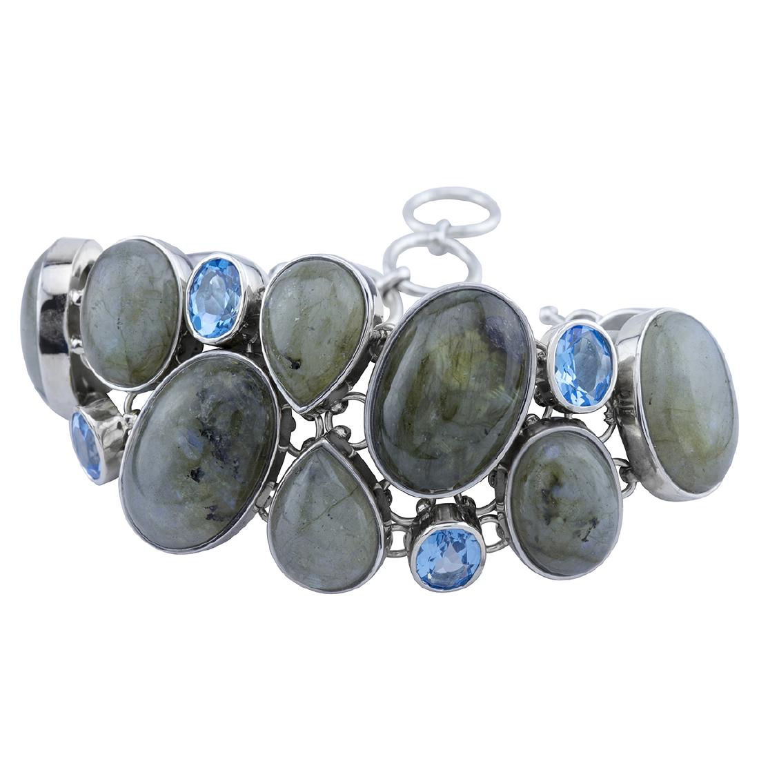 Silver 7" Labradorite & Blue Topaz Toggle Bracelet (1 of 3)