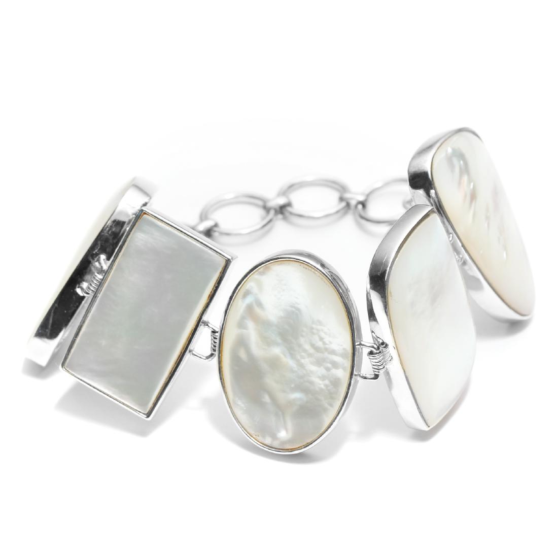 Sterling Silver 8" White MOP Toggle Bracelet (1 of 2)