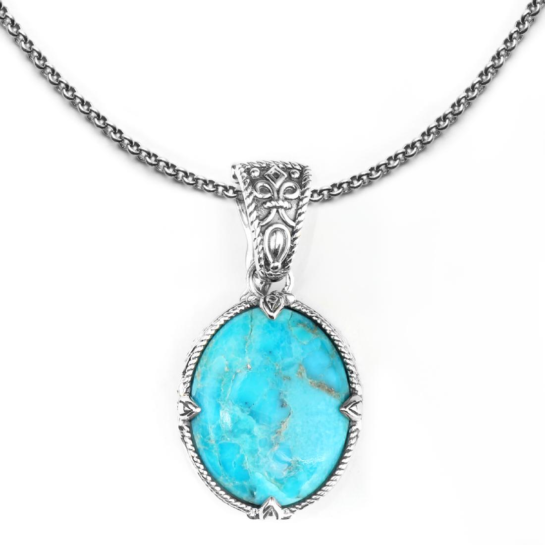Sterling Silver Oval Turquoise Pendant (1 of 1)
