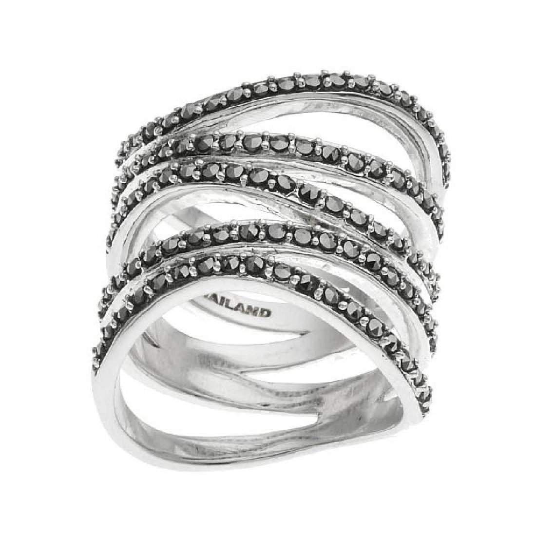 Sterling Silver Marcasite Split Band Ring-SZ 6 (1 of 1)