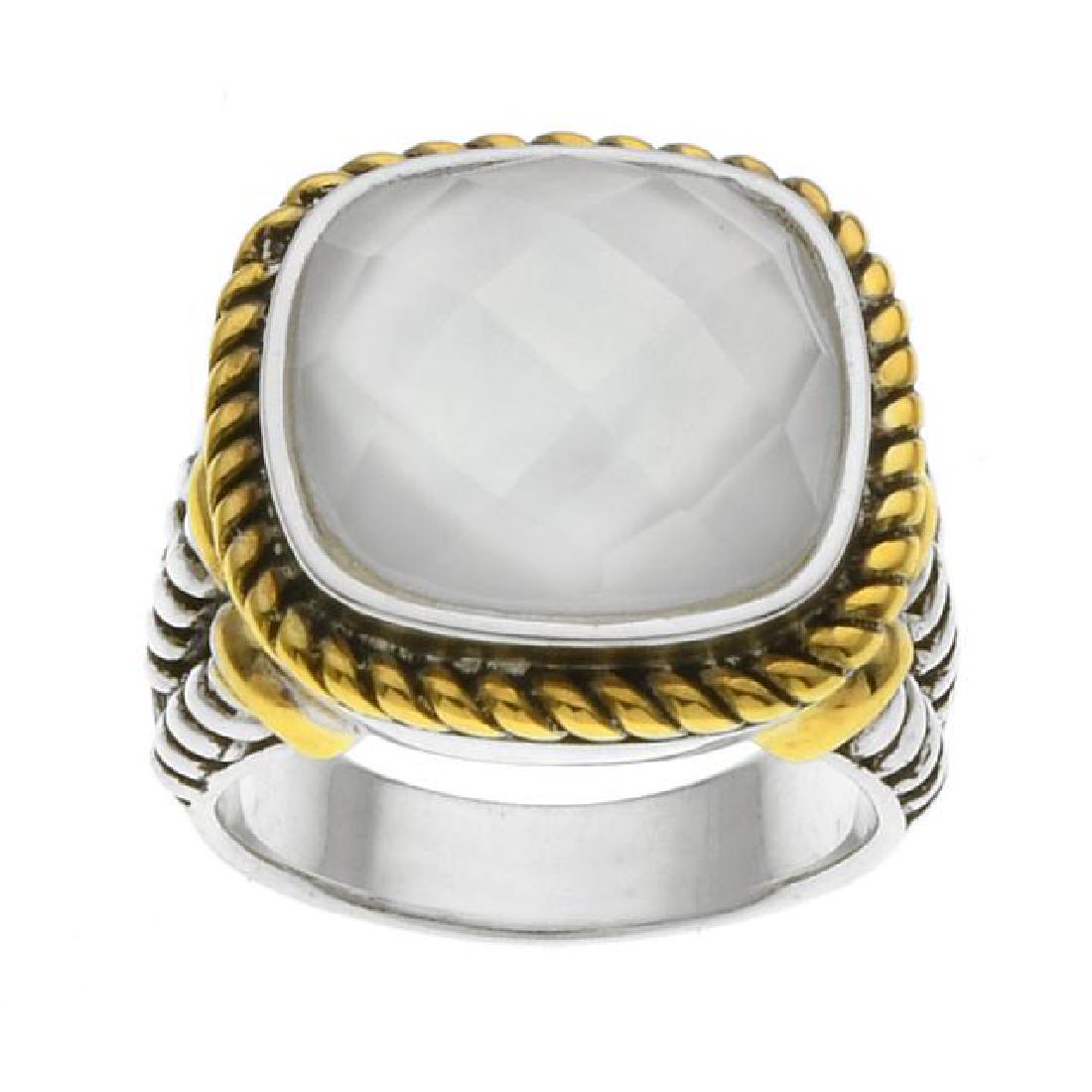 Silver White MOP Clear Quartz Doublet Ring-SZ 6 (1 of 1)