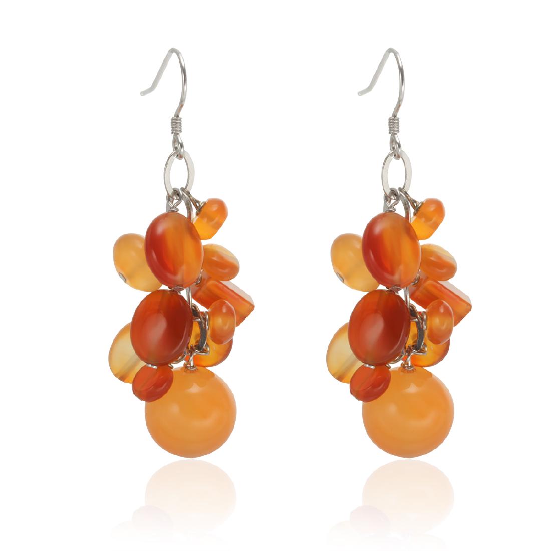 Sterling Silver Carnelian Cluster Drop Earrings (1 of 1)