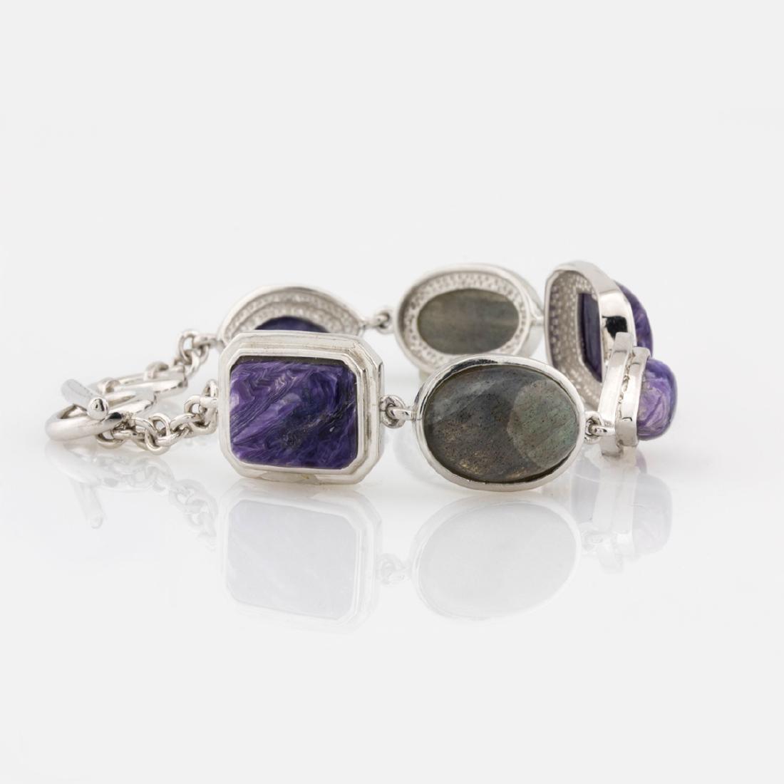 Silver 7.5" Charoite & Labradorite Toggle Bracelet (1 of 3)