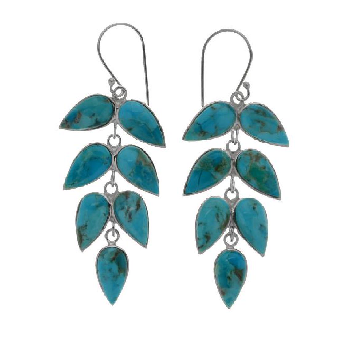 Sterling Silver Turquoise Leaf Dangle Earrings (1 of 1)