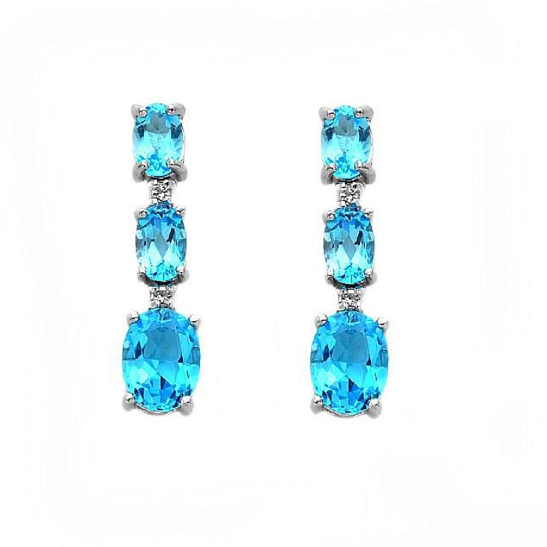 Silver Swiss Blue & White Topaz Tier Earrings (1 of 2)