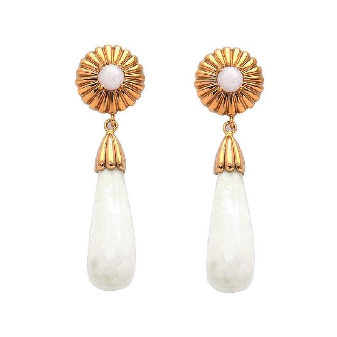14K Rosegold Vermeil Agate & Opal Drop Earrings (1 of 2)