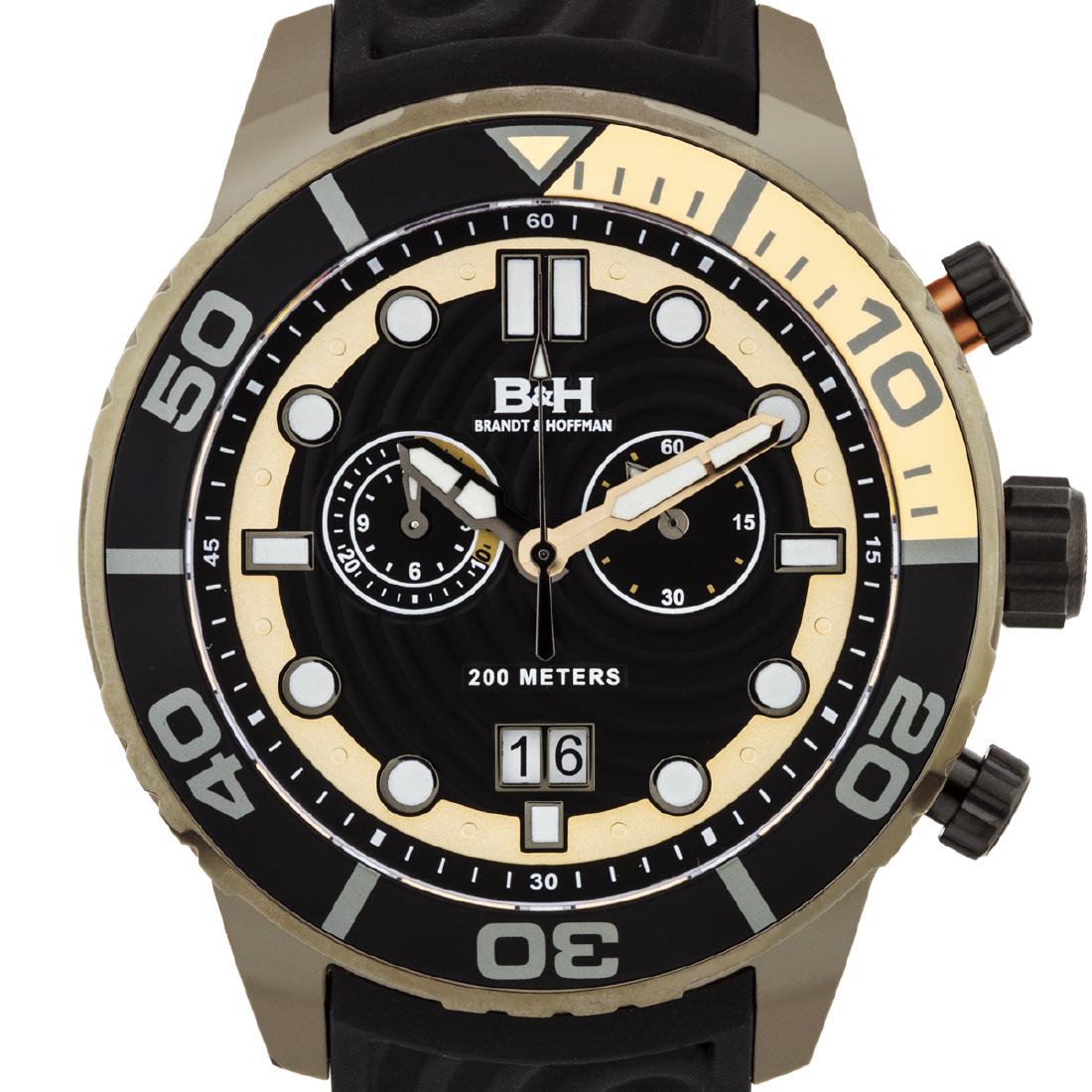 Epicenter Men's Swiss Chronograph Diver Watch: Silicone Ronda 5020.B Stainless Steel case Luminesent Hands and Markers Multifunction Design Water resistant up to 200 meters Case diamiter 48mm Stainless steel Buckle Mineral Crystal A bold take on a