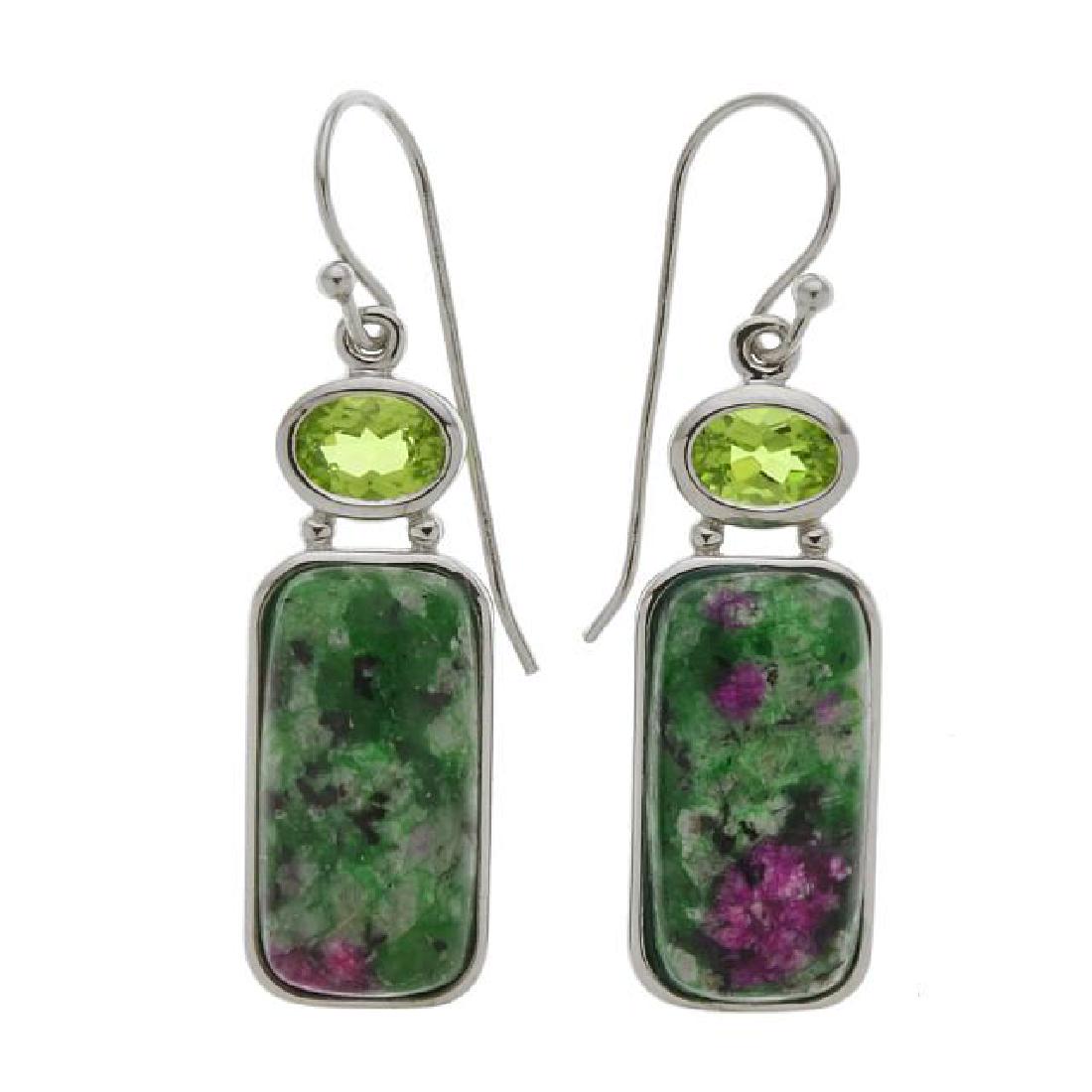 Silver Ruby Ziosite & Peridot Drop Earrings (1 of 1)