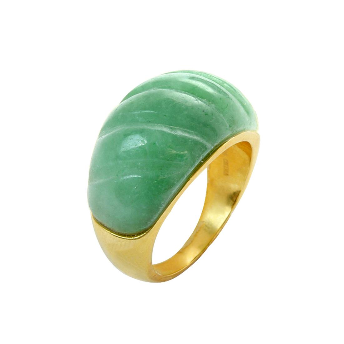 18K Gold over Silver Green Jade Dome Ring_SZ 7 (1 of 1)