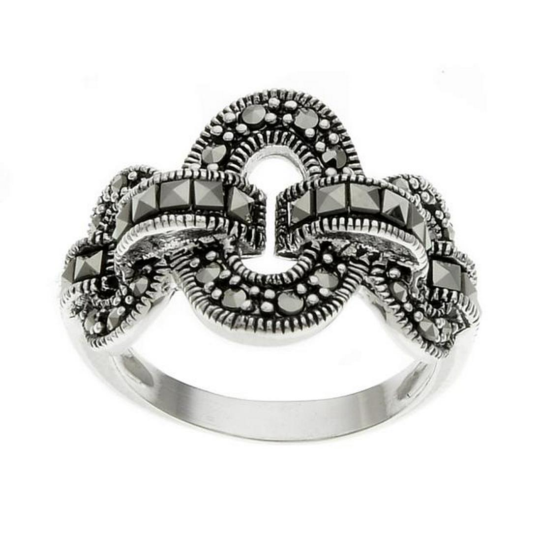 Sterling Silver 3 Circle Marcasite Ring-SZ 6 (1 of 1)