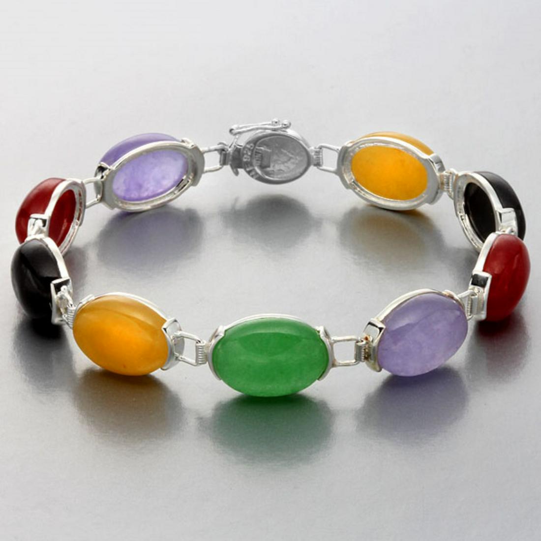 Sterling silver 7.5" Multi Color Jade Bracelet (1 of 2)