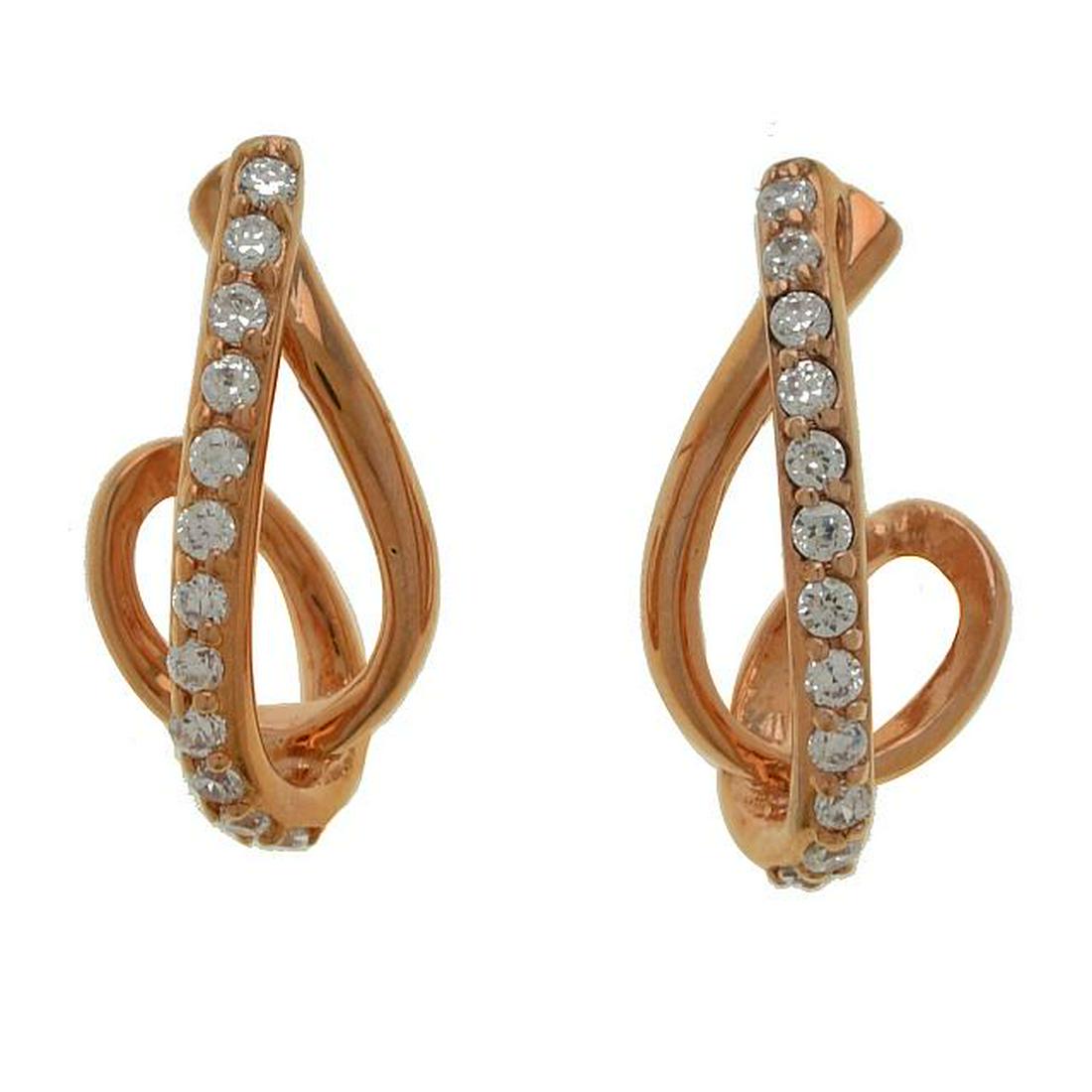 14K Rosegold Over Silver Twisted J Hoop Earrings (1 of 1)