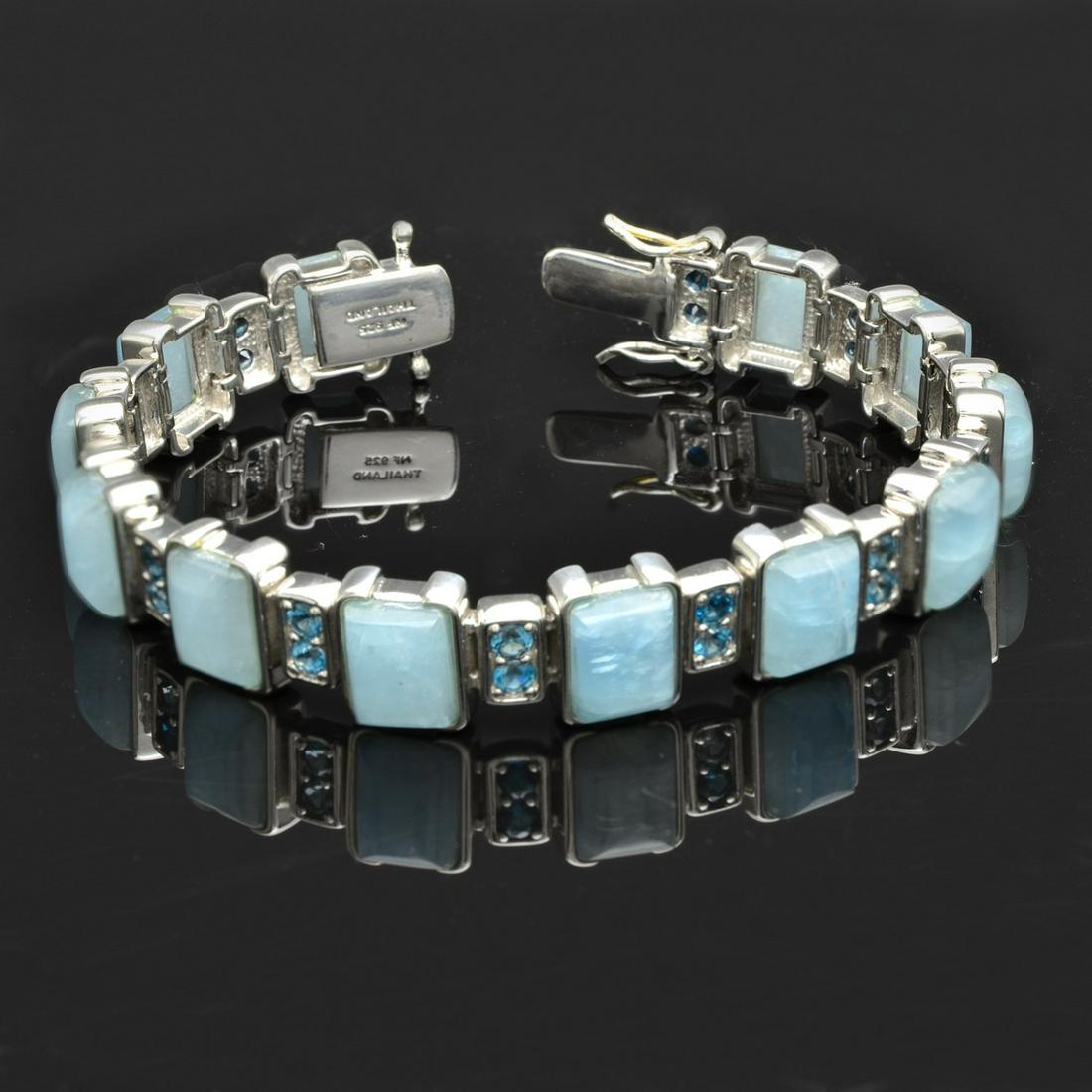 Silver 7.2" Milky Aquamarine & Blue Topaz Bracelet (1 of 3)