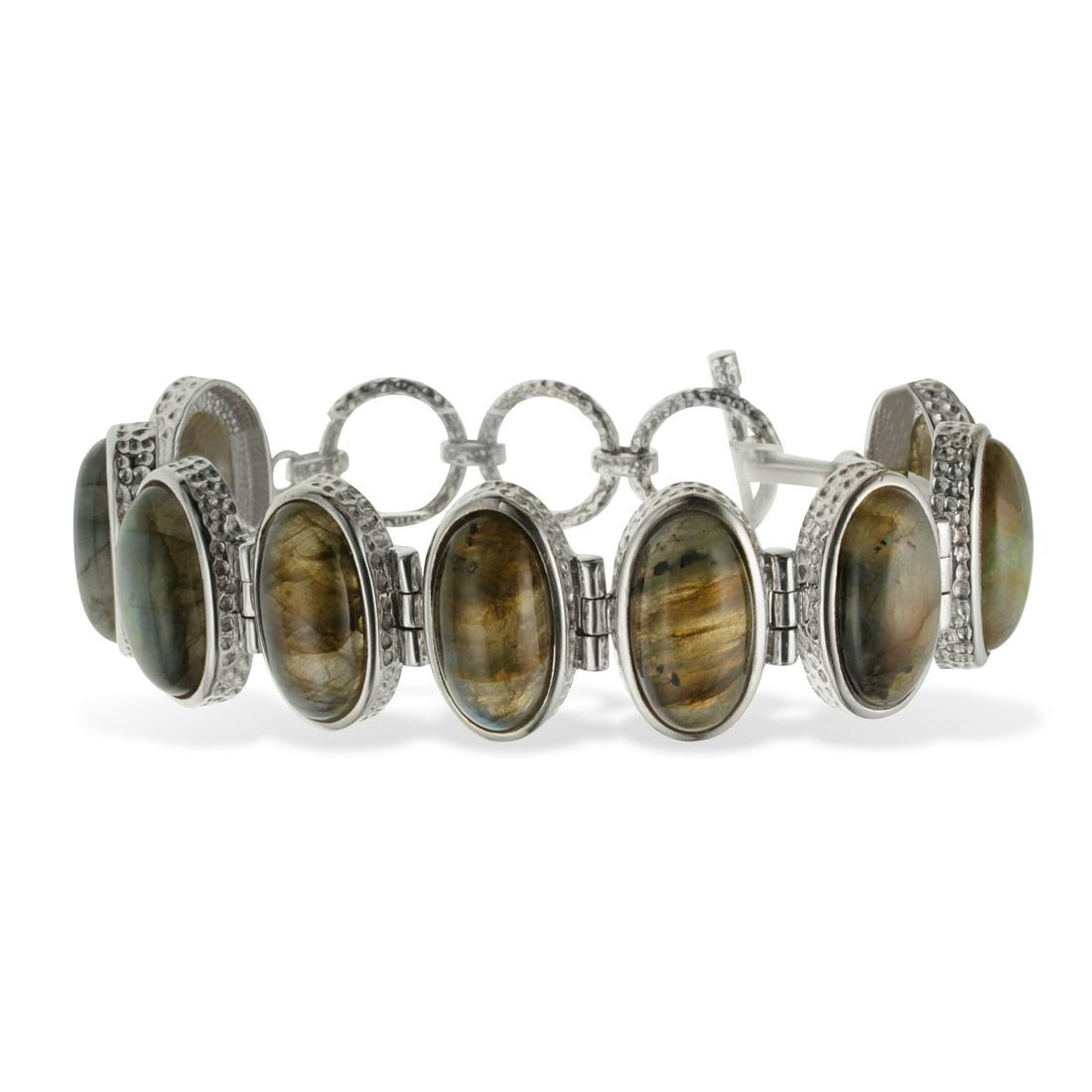 Sterling Silver 8" Labradorite Toggle Bracelet (1 of 3)