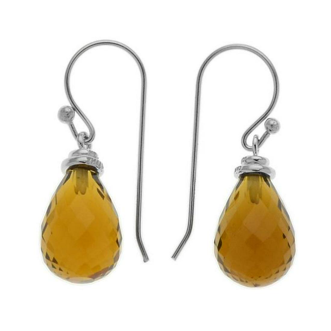 Silver Whisky Quartz Briolette Drop Earring (1 of 1)