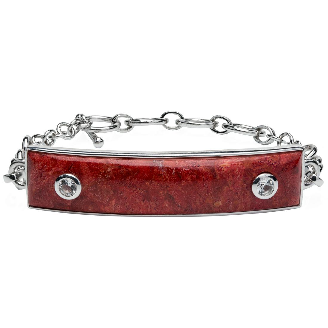 Sterling Silver Coral & Topaz Toggle Bracelet (1 of 3)