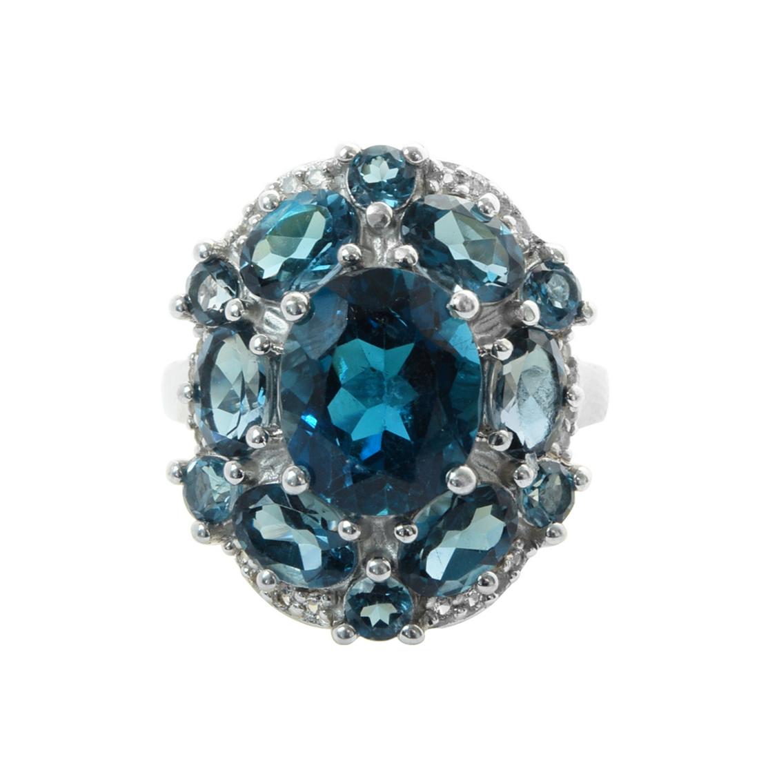 Silver 7.94ct London Blue Topaz Halo Ring_SZ 10 (1 of 2)