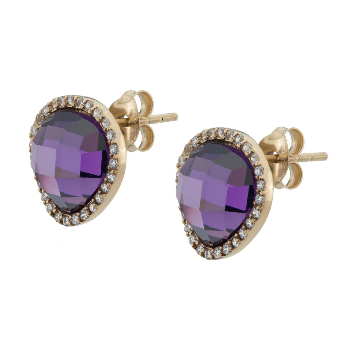 14K Gold over Silver Pave Halo Stud Earrings (1 of 3)