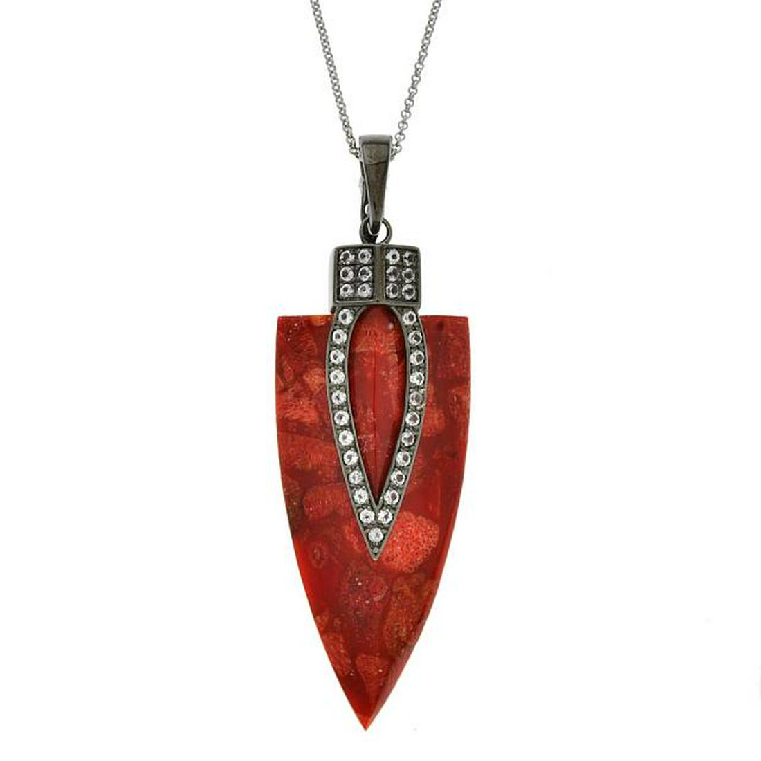 Sterling Silver Arrowhead Coral Pendant (1 of 1)