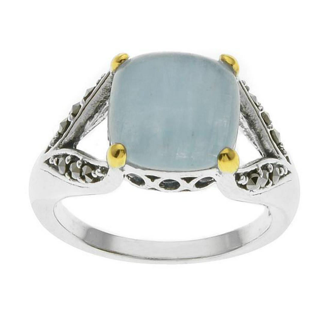Silver Milky Aquamarine & Marcasite Ring-SZ 5 (1 of 1)
