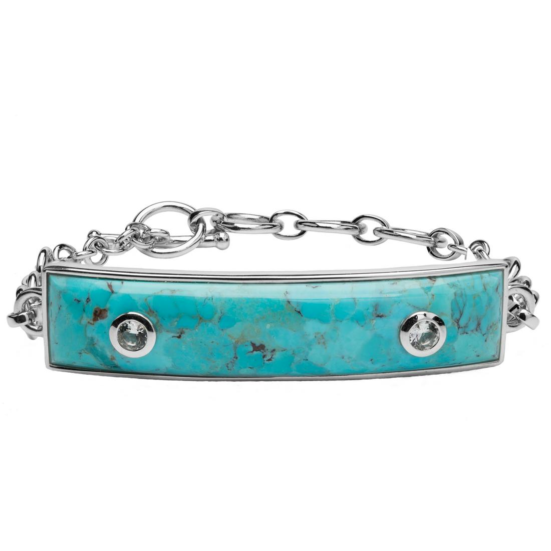 Sterling Silver Turquoise & Topaz Toggle Bracelet (1 of 3)