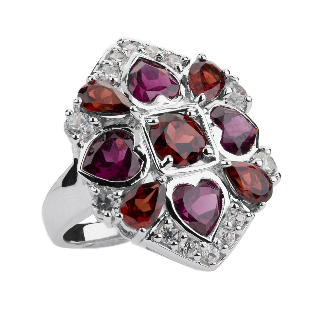 Silver 7.68ctw Multi Garnet & Topaz Ring-SZ 8 (1 of 3)