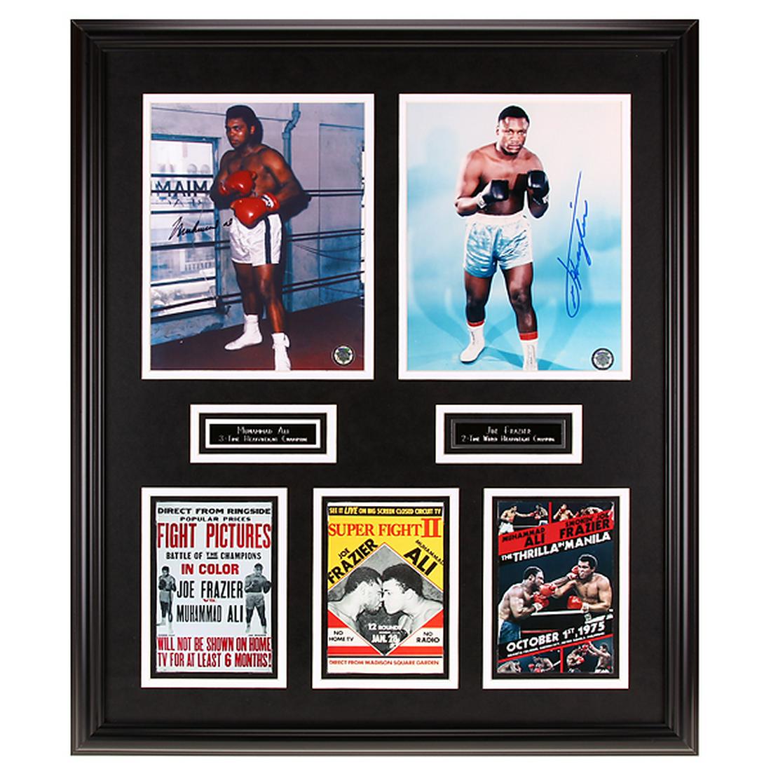 Thrilla In Manila Ali & Frazier Signed Showcase GFA: Thrilla In Manila Muhammad Ali & Joe Frazier Custom Framed 24x20 Showcase Multi-Layer Matted 8x10's GFA