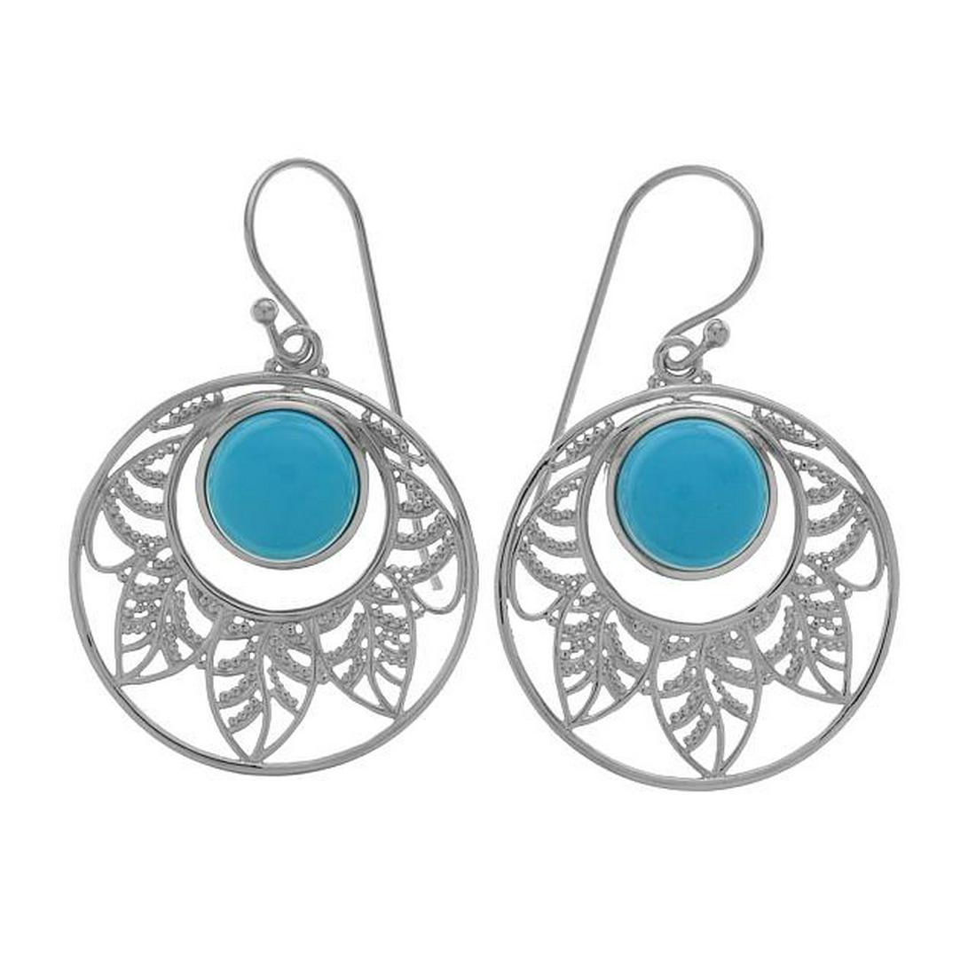 Sterling Silver Turquoise Leaf Drop Earrings (1 of 1)