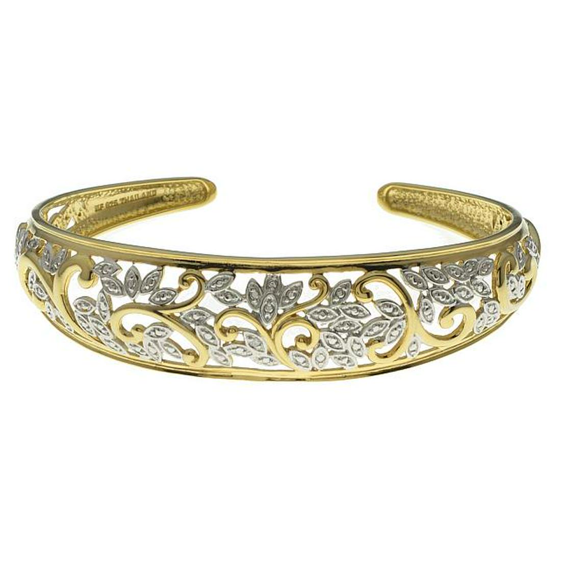 Gold Plated Diamond Accents Scrollwork Bracelet (1 of 1)