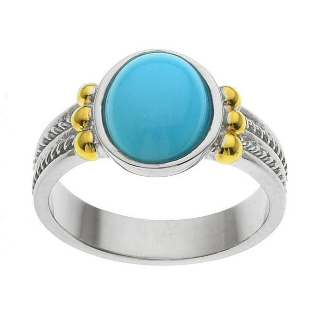 Two-tone Oval Sleeping Beauty Turquoise Ring-SZ 6 (1 of 1)