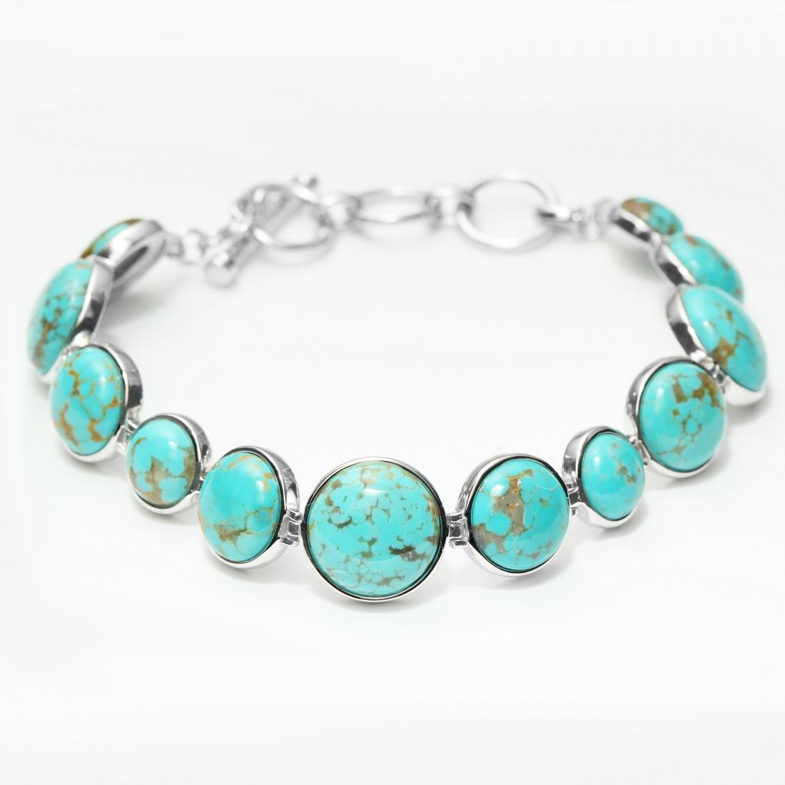Silver Mine#8 Turquoise Toggle Bracelet 8" (1 of 2)