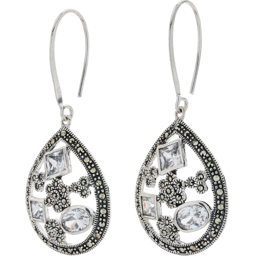 Sterling Silver Marcasite & CZ Drop Earrings: You’ll love the wonderful vintage look of these lovely earrings from Addison Lane’s Felicity collection. Imbued with classic lines and enduring style, this lovely design is beautifully cra
