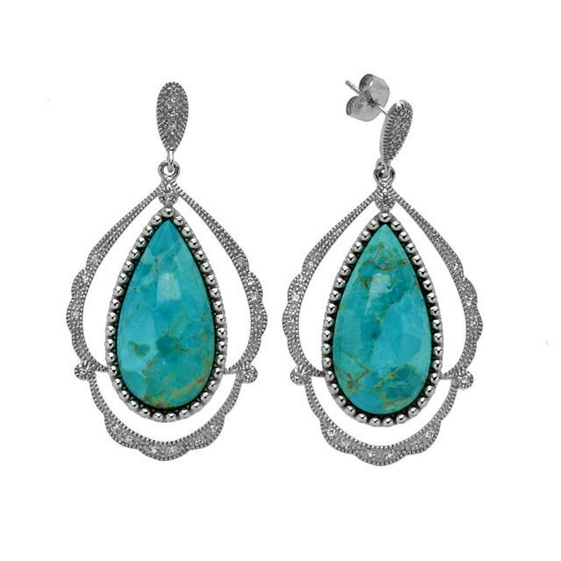 Sterling Silver Turquoise Teardrop Earrings (1 of 1)