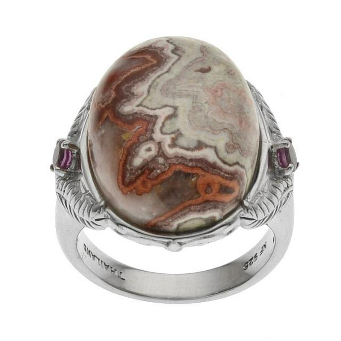 Sterling Silver Rosetta Jasper & Garnet Ring-SZ 7 (1 of 1)