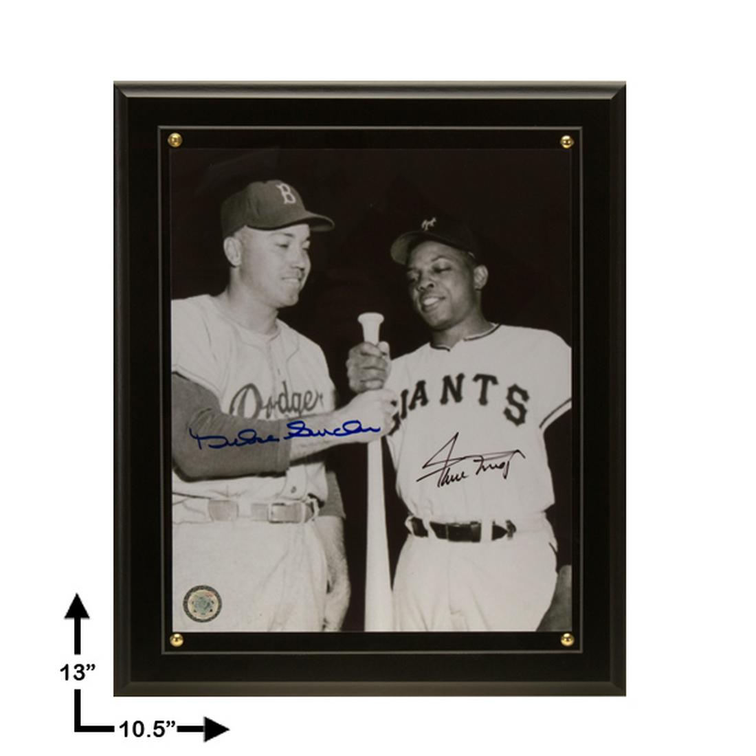 Duke Snider & Willie Mays Signed 8x10 Plaque GFA (1 of 1)