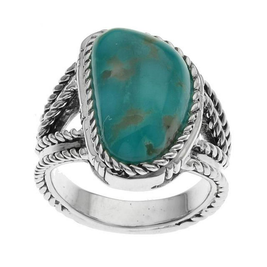 Silver Campo Turquoise Rope Textured Ring-SZ 10 (1 of 1)