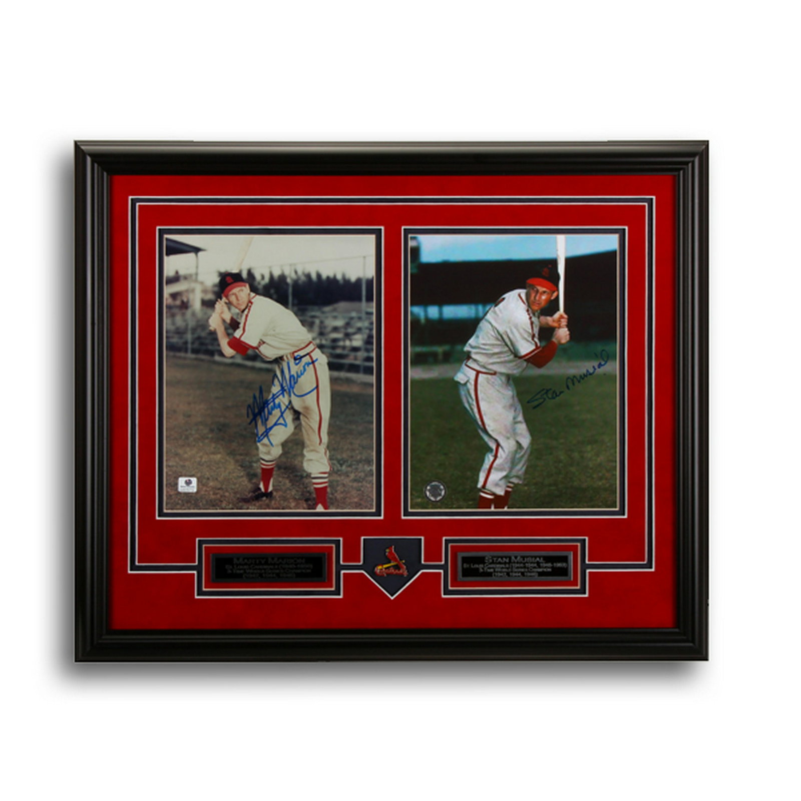 Marty Marion & Stan Musial St. Louis Cardinals: Marty Marion & Stan Musial St. Louis Cardinals Custom Framed 20x16 Multi-Layer Matted 8x10's GFA Certified