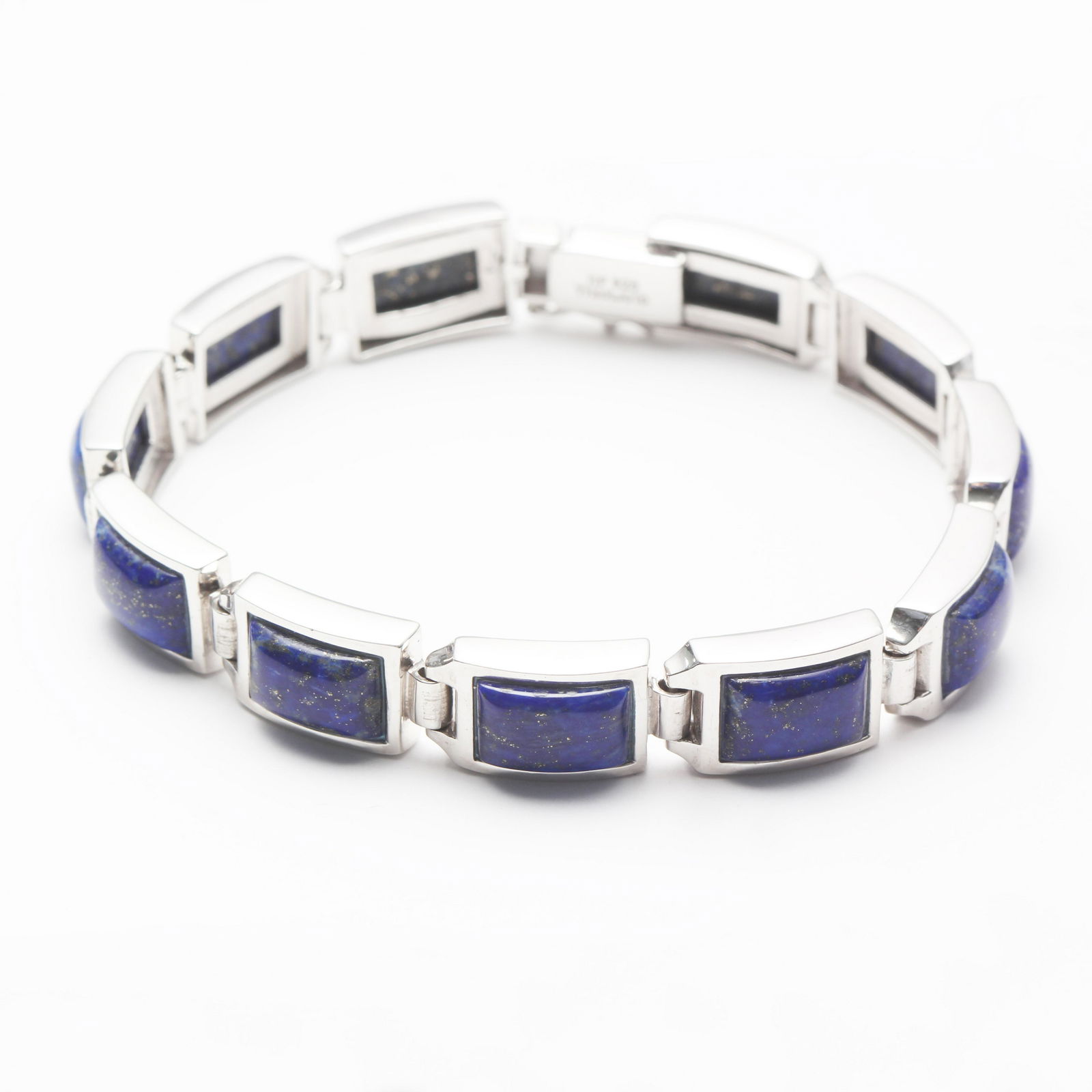 Sterling Silver Lapis Link Bracelet 7.5" (1 of 2)