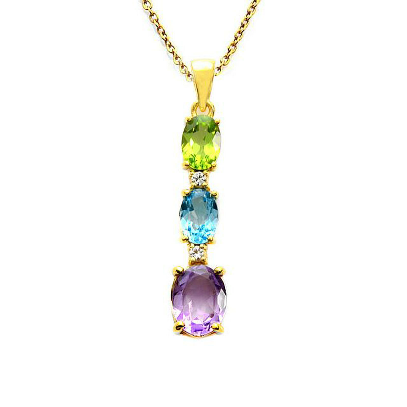 18K Gold Over Silver Multi Gemstones Tier Pendant (1 of 1)