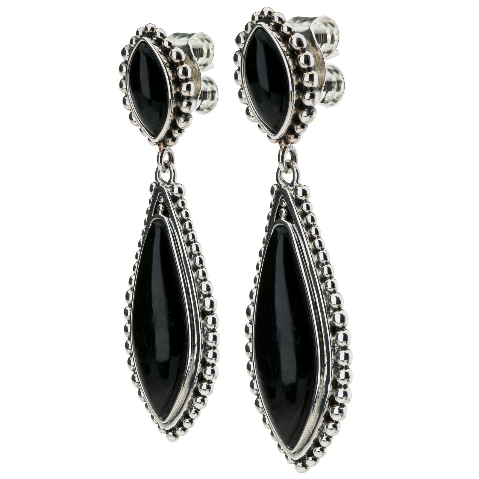 Sterling Silver Black Moon Stone Beaded Earrings (1 of 3)
