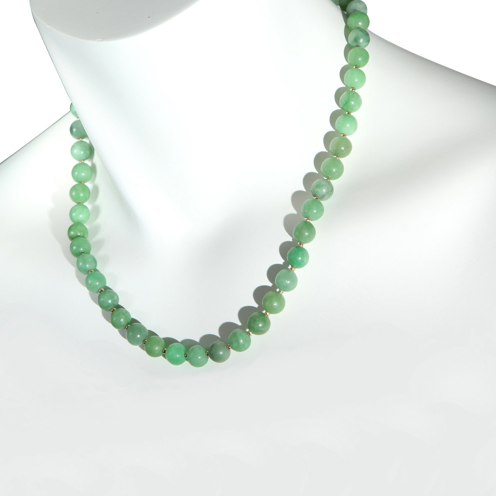 18K Gold over Silver Green Jade Necklace 18" (1 of 3)