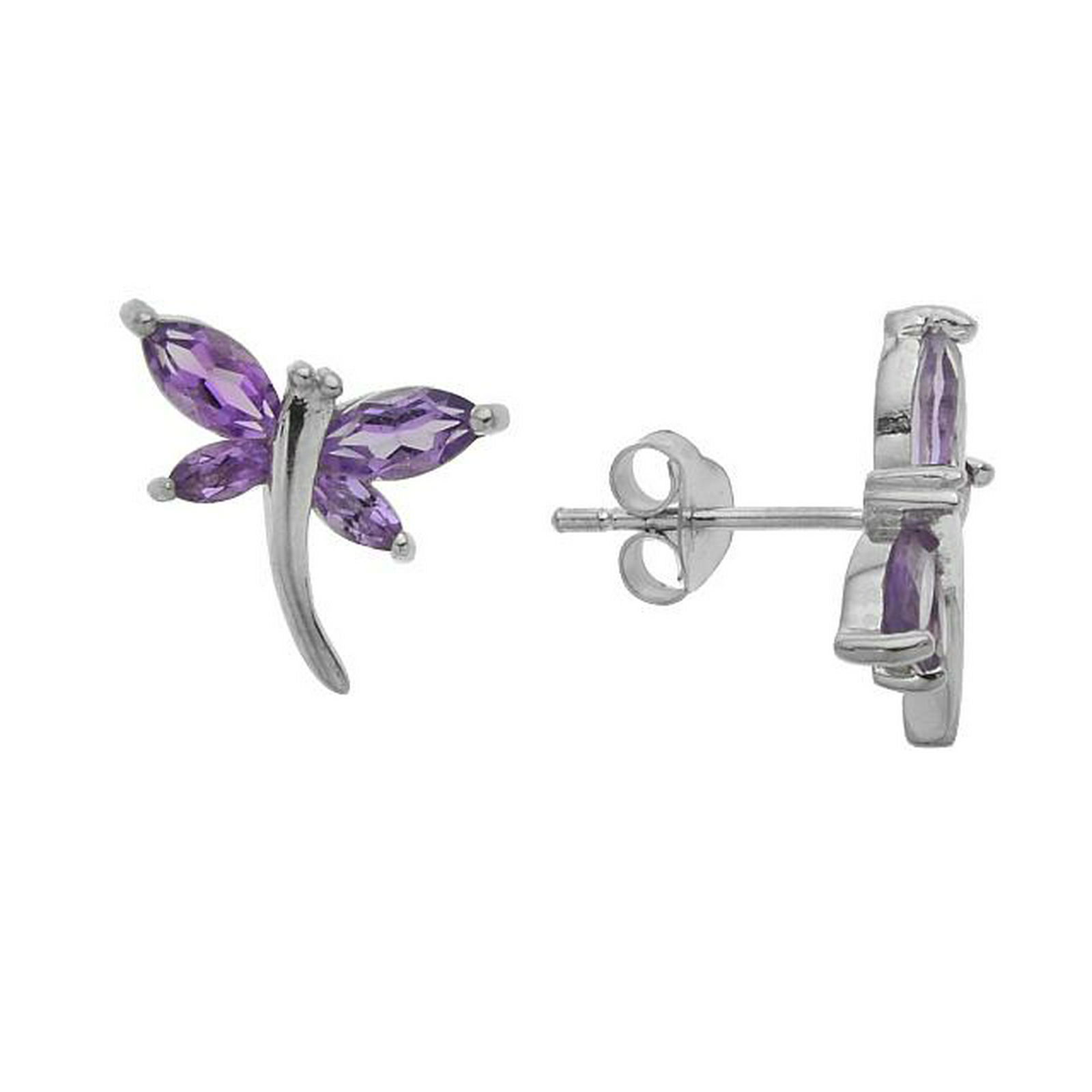 Sterling Silver Amethyst Butterfly Stud Earrings (1 of 1)