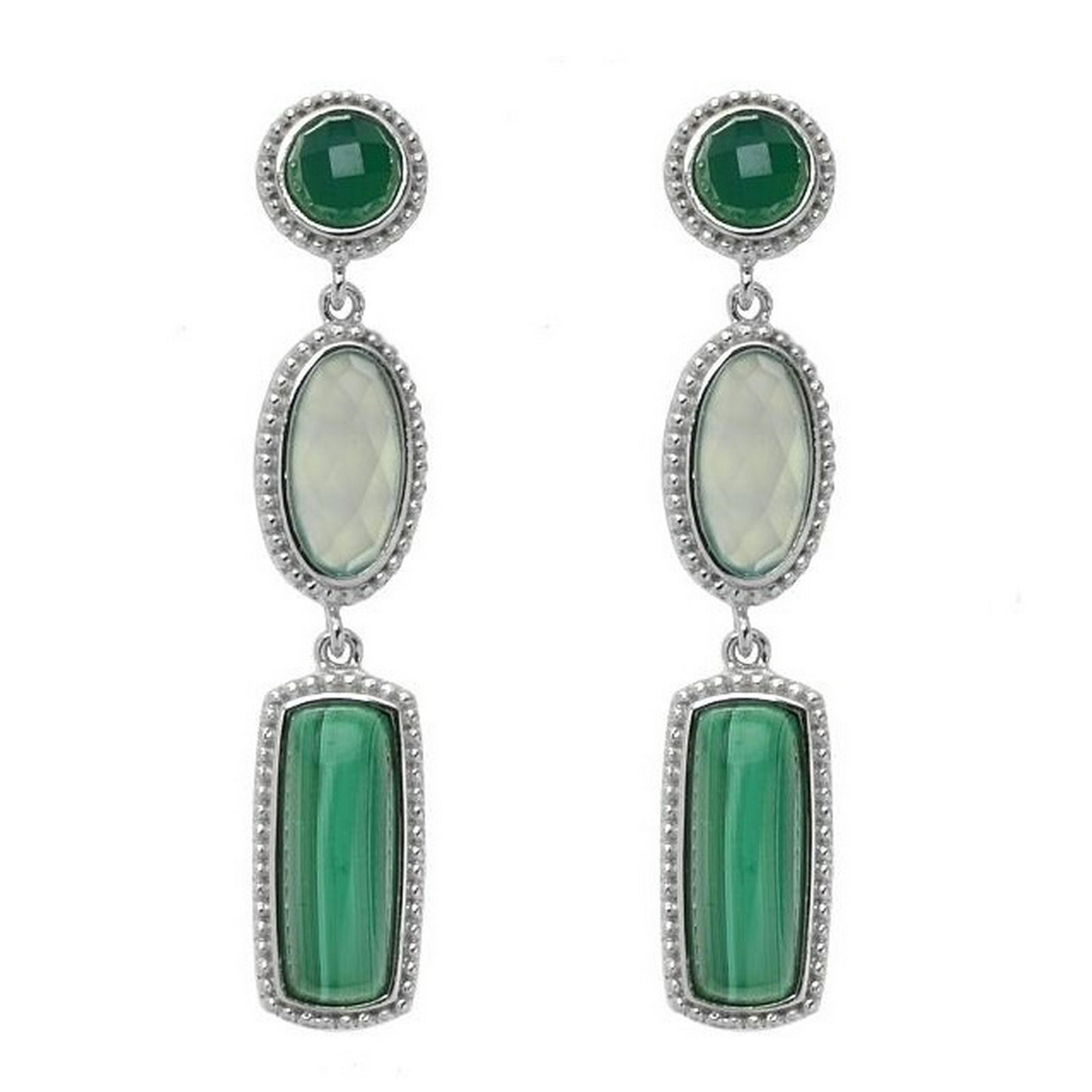 Sterling Silver Multi Gemstones Drop Earrings (1 of 2)